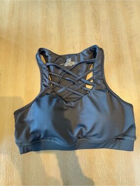 KIAVA Black Racerback Sports Bra with Lattice Straps